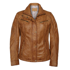 La mejor llegada de las mujeres de moda chaquetas de cuero genuino para la ropa de invierno de manga larga chaquetas de cuero en blanco para las mujeres - Product Image 2