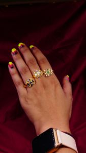 Juego de bisel de anillo de piedras preciosas de cianita chapado en oro clásico con regalo de compromiso de boda o fiesta - Product Image 6