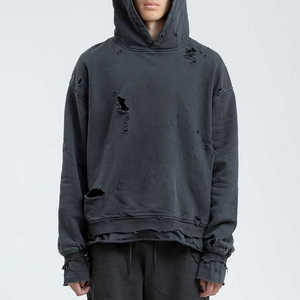 Sudaderas con capucha desgastadas de material de alta calidad para hombre, venta al por mayor, sudaderas con capucha desgastadas Vintage de gran tamaño OEM hechas a medida - Product Image 4