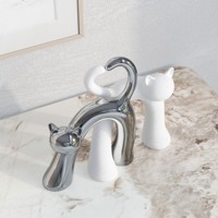 Objeto Decorativo de Cerámica Artística Contemporánea Hecho a Mano con Patrón de Animales, Tema de Gatos, 25 cm, Plateado y Blanco, para Mesa, Día de San Valentín