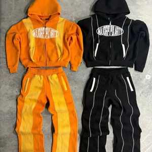 ชุดวอร์ม2ชิ้นสำหรับผู้ชายชุดเสื้อฮู้ดกางเกงเหงื่อแบบมีซิปชุดวอร์มสำหรับใส่450GSM ผ้าคอตตอน100% ออกแบบได้ตามต้องการ - Product Image 1