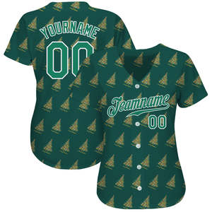 เสื้อเบสบอลพิมพ์ลายสีเขียวเคลลี่สีเขียวขาว3D คริสต์มาสของแท้ - Product Image 2