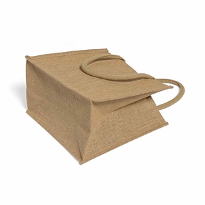 <b>Medium</b> Square Eco-Friendly Jute Burlap Tote Bag Durable Reusable Zipper Closure Cotton Customizable Letter for Daily Use Travel - Product Image 5