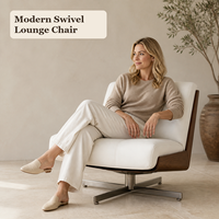 Fauteuil pivotant moderne personnalisé, fauteuil d'appoint rembourré avec coque aspect bois pour salon, chambre, hôtel