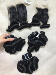 Extensiones de cabello humano crudo con rizo italiano hinchable, paquetes de trama, máquina de cabello Remy, doble dibujado, a bajo precio, fácil cuidado, Color más oscuro - Product Image 5