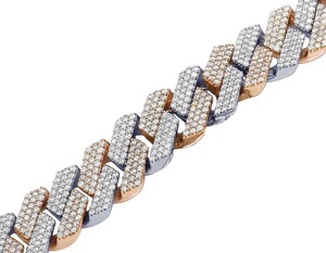 Cadena de eslabones cubanos de dos tonos en plata de ley S925 con collar redondo de diamante de moissanita helado para hombres y mujeres - Product Image 3