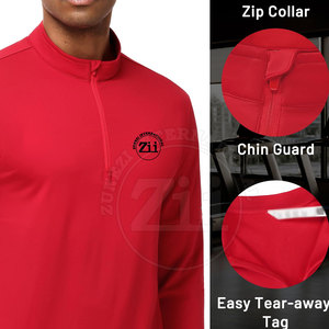 Service OEM – Nouveauté : T-shirts de compression légers, respirants et confortables pour hommes, grandes tailles, coupe ajustée, avec fermeture éclair 1/4, à prix abordable - Product Image 5