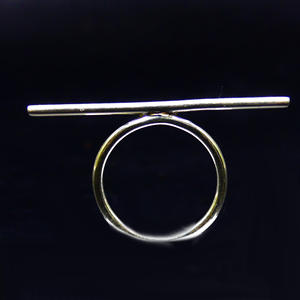 Anillo de barra larga de moda de Plata de Ley 925 clásico para todos los días, ropa de boda y fiesta plateada con incrustaciones de ajuste de bisel - Product Image 3