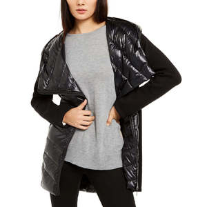 Giacca Puffer Asimmetrica Multimateriale da Donna Calvin Klein, Taglia X-Large, con Cappuccio, Casual, Invernale/Autunnale, Impermeabile e Antivento, Nera - Product Image 3