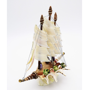 Estatuilla de barco de concha marina hecha a mano: de conchas marinas naturales del océano, regalos y recuerdos exquisitos. - Product Image 6