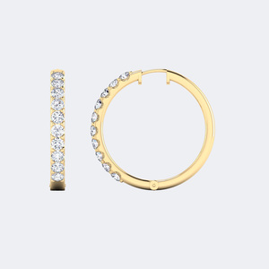 Pendientes de Aro con Diamantes de Corte Redondo de 2.95CTW con Engaste Compartido Tipo Eternity - Product Image 6
