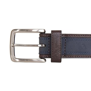 Cinturón Reversible de Cuero Vacuno con Hebilla Plateada, Color Sólido, Estilo Casual, Diseño de Moldeo de una Sola Pieza - Product Image 1