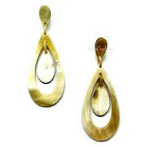 Nouveau Design corne de vache corne de buffle boucles d'oreilles goutte Vintage fête femmes élégant bijoux faits à la main avec perle personnalisable sculpté à la main - Product Image 5