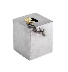 Table à manger argentée Boîte à mouchoirs décorative Boîte porte-serviettes moderne en acier inoxydable Porte-mouchoirs en verre à vendre - Product Image 2