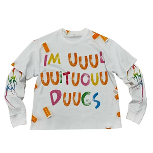 Logotipo personalizado Impresión de moda Streetwear fabricante al por mayor de doble capa de manga larga Camiseta de gran tamaño de los hombres - Product Image 2