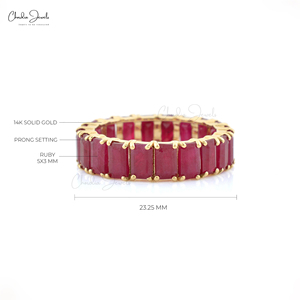 แหวนทองคำ14K สีเหลืองสำหรับแหวนหมั้นแหวนแต่งงานแหวนพลอยทับทิมแท้สีแดงมรกตตัดเพชรหลัก - Product Image 2