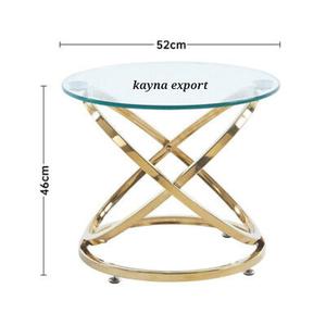 Ensemble de 2 tables d'appoint nordique en fer forgé couleur or dessus en marbre pour l'extérieur et la chambre appartement maison bureau - Product Image 5