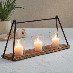 Handle Tray Style Wooden <b>Candle</b> <b>Holder</b> for Home Styling Subtle Light Decorative Display and Functional Accent From India - Product Image 5