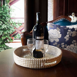 Wholesale Handcrafted Round Natural Seagrass <b>Tray</b> with MOP Base for Breakfast From Vietnam - Product Image 6