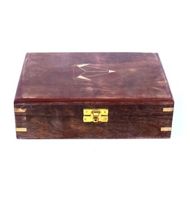 Hind artesanías hechas a mano de madera con incrustaciones de latón grabado a mano joyero urna para mujeres-hombres joya-Almacenamiento y organizador - Product Image 1
