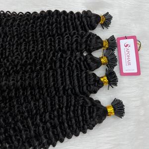 Vente en gros de cheveux vierges noirs naturels de haute qualité I Tip Extensions de cheveux humains Deep Curly Deep Bobs - Product Image 5