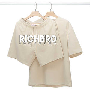 Custom Streetwear Cotton Jogging Sportswear Gym Tracksuit and Short 2 Piece Shorts Track Suit <b>Men</b> T <b>Shirt</b> Set - Product Image 3