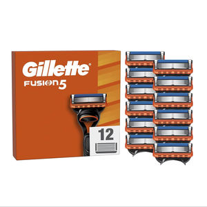 Fusion5ยิลเลตต์แบบเติมได้12ใบพร้อมแถบหล่อลื่นเพื่อประสบการณ์การโกนที่นุ่มนวลและใบมีด5ใบเพื่อผิวเรียบยาวนาน - Product Image 1