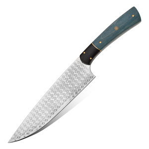 Al por mayor nuevo OEM mejor personalizado hecho a mano de acero de Damasco cuchillo de Chef de hoja fija forjado con mango de madera de ébano para chef - Product Image 1