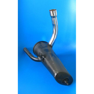 Pot d'échappement gauche Lambretta E (production très tardive) avec silencieux de moto, système d'échappement type F - Product Image 2