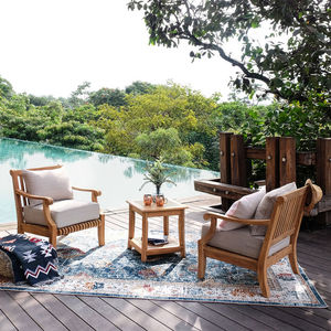 Ensemble de canapé d'extérieur en bois de teck massif Jose avec coussin imperméable en rotin finition naturelle pour hôtel et vie en plein air - Product Image 2