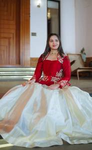 Ensemble Lehenga avec veste peplum traditionnelle pour femmes, broderie ethnique indienne, tenue de fête festive, haut et jupe Salwar - Product Image 3