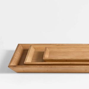 Ensemble de plateaux de service rectangulaires longs en bois naturel de qualité supérieure, fabriqués à la main, avec un design incurvé, pour la décoration de la maison, l'hôtel, le restaurant et les cadeaux - Product Image 3