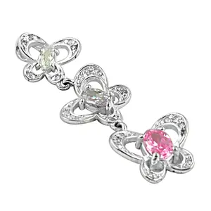 925 <b>Silver</b> Butterfly Pendant <b>Necklace</b> with Pink Zircon Diamond Pearl Stone Rhodium Plated Box Chain <b>Rose</b> Gold Animal Jewelry - Product Image 1
