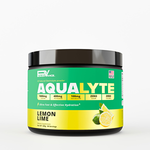 Poudre d'électrolytes PowerVance Aqualyte, saveur citron et lime, 50 portions, sans sucre, sans calories, soutien énergétique et hydratant, fabriqué aux États-Unis - Product Image 1