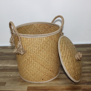 Caja de almacenamiento tejida de algas marinas hecha a mano de fábrica de Artex Dong Thap, organizador decorativo ecológico para uso en sala de estar o dormitorio - Product Image 5