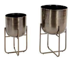 Jardinière sur pied carrée en fer moderne indienne avec revêtement en poudre pour une utilisation en intérieur/extérieur - Product Image 4