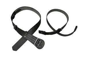 Sangle d'épaule Sam Browne en cuir véritable noir avec anneaux en D, style vintage - Product Image 1