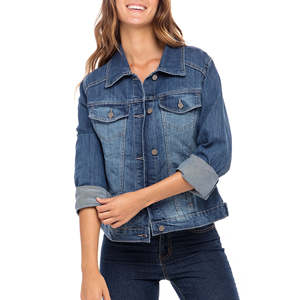 Ladies Loose Blue <b>Jean</b> <b>Cropped</b> Fashion Tops Plus Size Long Sleeve Denim Jacket Button Decoration Breathable Spring <b>Woman</b> Jacket - Product Image 2
