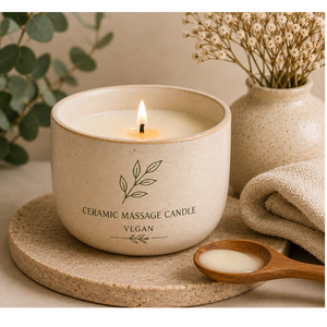 Premium Eco-Friendly Massage Candle <b>Lavender</b> Chamomile Fragrance Essential Oil Blend for Long Lasting Luxury Spa Experience Body - Product Image 1
