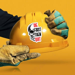 Troquel de alta calidad primero y luego dejar de fumar | Pegatinas de casco | Vinilo PVC | 2x2,5 | Impermeable | Anti-UV | Forma personalizada | Promocional - Product Image 2