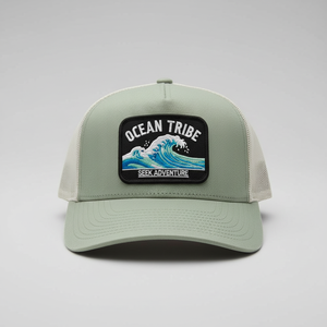 หมวกคนขับรถบรรทุกสีเขียวปราชญ์แบบพรีเมี่ยมแผ่นรองสมอเรือแผ่นตาข่ายสีเบจระบายอากาศได้ดีด้านหลังปรับได้สำหรับตกปลาพายเรือ - Product Image 5