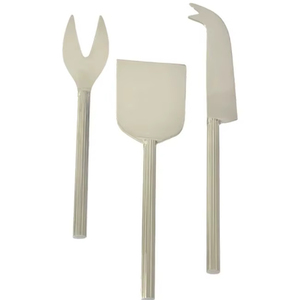 ที่ตัดชีสและส้อมชีสแบบใหม่ล่าสุด ชุดช้อนส้อมโลหะทันสมัยสำหรับตัดชีส พร้อมเคลือบเงิน - Product Image 1