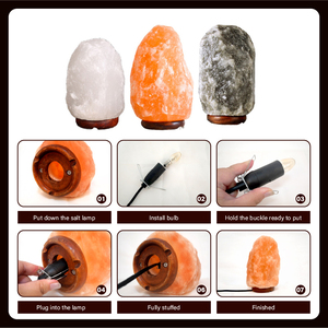 Home Decoration Customizable Solid Wood Base Himalayan Pink Salt Lamp Natural Night <b>Lights</b> for Sale Dimmable Touch <b>Switch</b> - Product Image 4