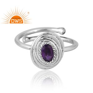Anillo de piedras preciosas de amatista natural de plata de ley de última venta, joyería de diseño personalizado para mujer, regalo para ella - Product Image 3