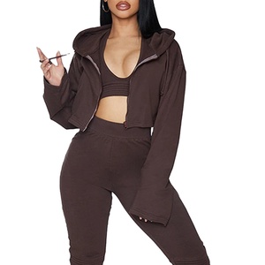 Sweat-shirt court d'hiver pour femme avec logo frontal, style streetwear décontracté, idéal pour l'entraînement – Vente en gros, prix OEM, collection décontractée 2026 - Product Image 1