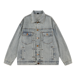 Denim <b>Jacket</b> with Oversized <b>Fit</b> and Washed ean <b>Jacket</b> Casual Outwear Fall <b>Jacket</b> Denim Button up Coat <b>Slim</b> <b>Fit</b> <b>Jacket</b> for Male - Product Image 6