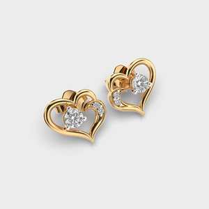 Factory Custom 9K <b>Rose</b> / Yellow / White <b>Gold</b> <b>Heart</b> Shape Diamond Stud <b>Earrings</b> Women Fine Jewelry Manufacturer - Product Image 3