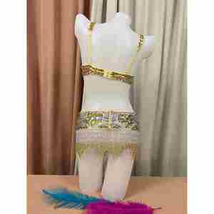 Traje de Danza del Vientre con Pedrería y Sujetador Acolchado Estilo Árabe, Elegante y Multiusos para Actuaciones en Escenario y Festivales - Product Image 5
