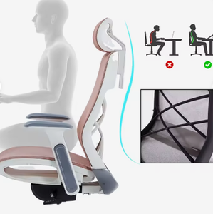 Chaise de bureau ergonomique en maille avec accoudoirs réglables et appui-tête intégré, design pivotant, style contemporain, base en plastique - Product Image 4
