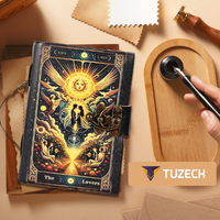 Troisième oeil Vintage Antique livre en cuir véritable lié Journal avec bord Deckle papier Grimoire imprimé Journal sorcellerie approvisionnement